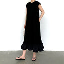 Vestido evasé de algodón con volantes para mujer
