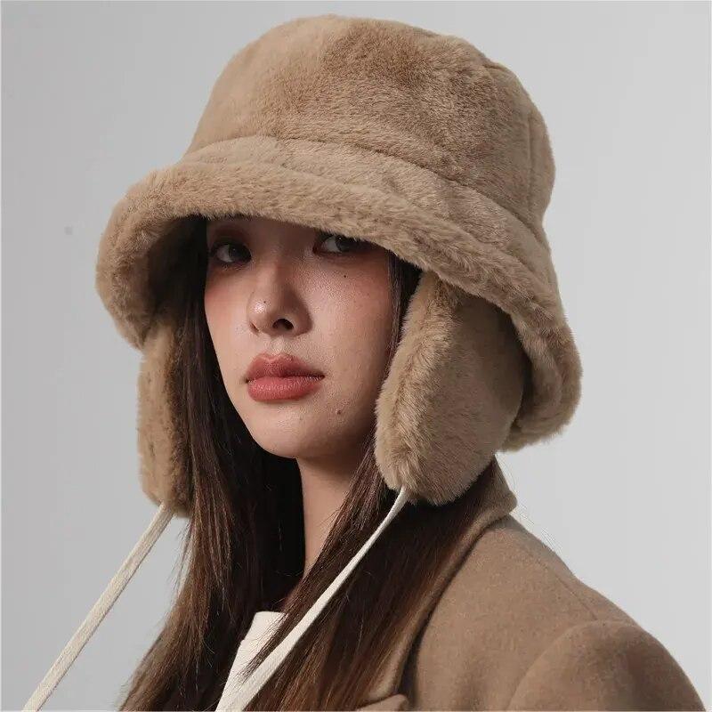 Gorro de pescador cálido de invierno para mujer con protección para las orejas