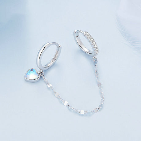 Heart Shaped Moonstone Double Ear Buckle - Dazpy