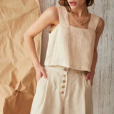 Vintage Cotton Linen Sleeveless Tank Top