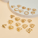 24 PCS Box 100 PCS Box Fashion Ring Set Gold Plated Stainless Steel Rings For Women Girls - Dazpy