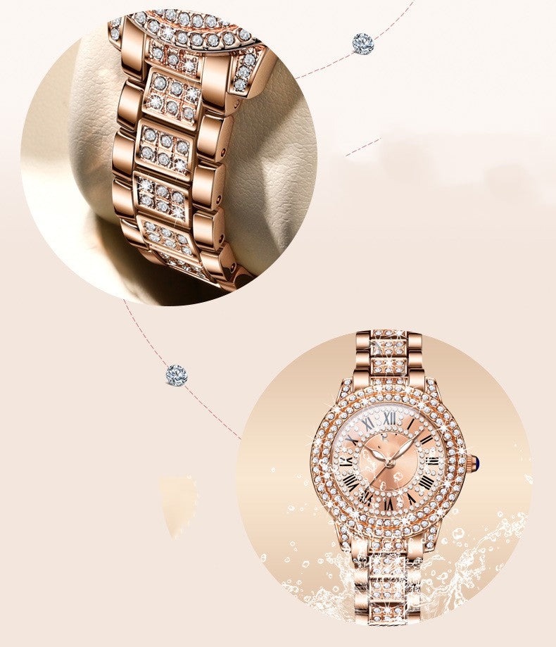 Exquisite And Elegant Sparkling Quartz Watch With Diamonds - Dazpy