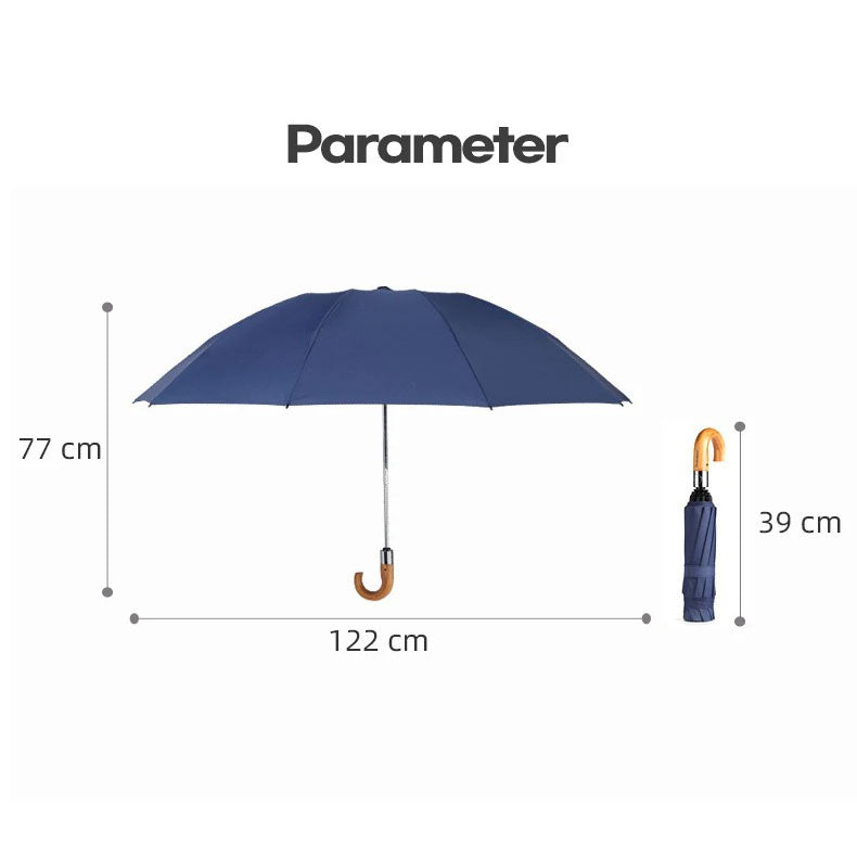 Automatischer Windproof-Regenschirm mit Holzgriff