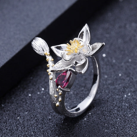 Ring Inlaid With Gem Natural Wind Flowers - Dazpy