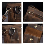 Crazy Horse Leather Men's Handmade Waist Bag Crossbody - Dazpy