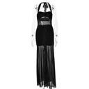 Vestido de cuello halter plisado con espalda descubierta