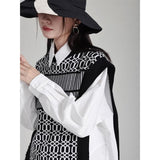 Black Irregular Pattern Knitting Vintage Vest