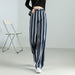 High Waist Vintage Stripe Print Cotton Jeans