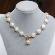 Shaped Baroque Freshwater Pearl 12-13mm Button Necklace - Dazpy