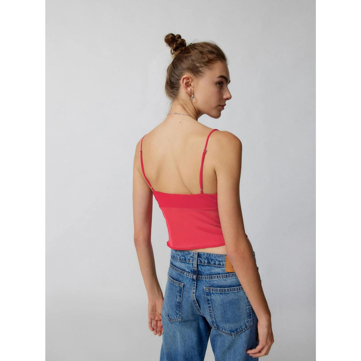 Sommerliches Mesh-Patchwork-Crop-Top