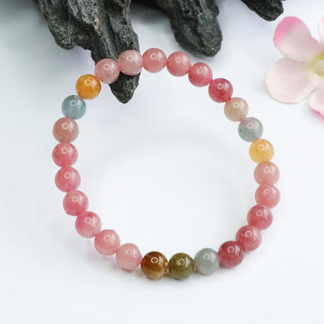 Round Bead Natural Tourmaline Strings Bracelet - Dazpy