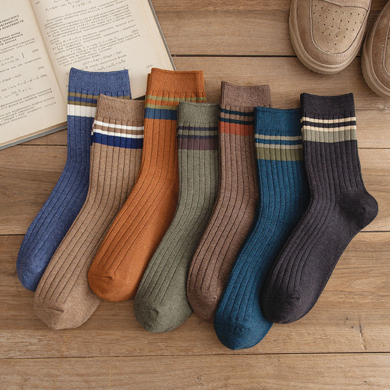 10 Paar gestreifte Baumwollsocken für Herren