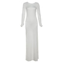Women's Backless Long-Sleeve Straight Maxi Dress