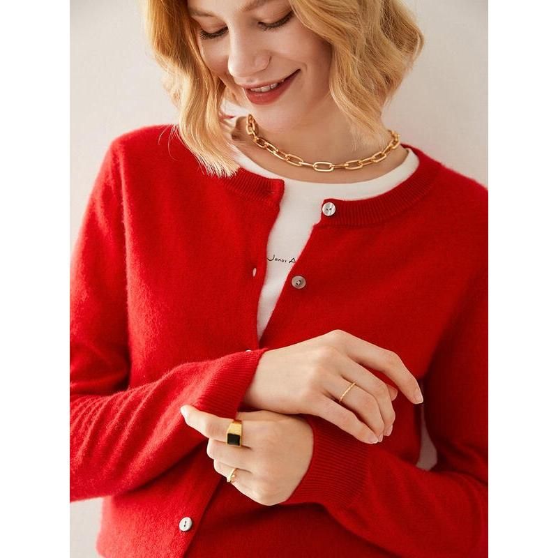 Einreihiger Cardigan aus 100 % Wolle für Damen