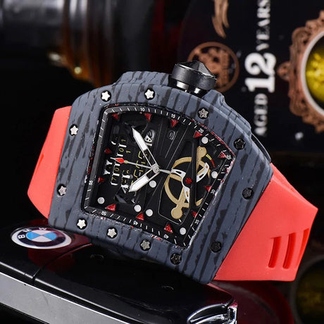 Knife Hollow Carbon Brazed Silicone Band Quartz Men's Watch - Dazpy