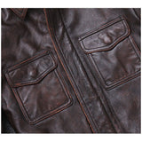 Lapel Motorcycle Leather Men's Casual Retro Leather Jacket Coat