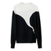 Mock Neck Crane Jacquard Loose Sweater