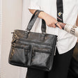 Men's Business Casual PU Leather Handbags One Shoulder Multi-portion - Dazpy