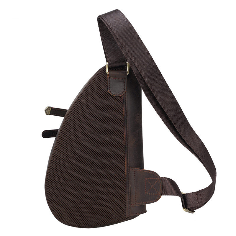 Retro Men's Chest Bag, Saddle Bag, Leather Shoulder Bag, Outdoor Sports Diagonal Bag - Dazpy