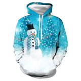 European And American Christmas Snowman 3D Printed Hood Sweater