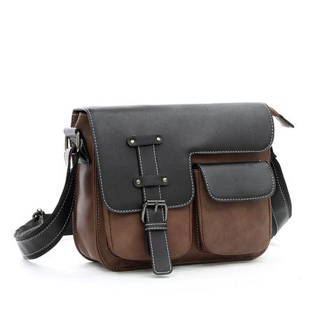 Leather Shoulder Multi Pocket Business Small Shoulder Bag Messenger Casual Retro - Dazpy