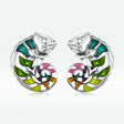 Sterling Silver S925 Chameleon Stud Colorful Drop Oil Plated Platinum Small Animal Fashion Earrings - Dazpy