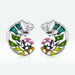 Sterling Silver S925 Chameleon Stud Colorful Drop Oil Plated Platinum Small Animal Fashion Earrings - Dazpy