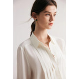 Elegante blusa blanca elegante de oficina de seda de morera