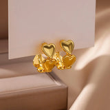 Trendy Knotted Heart Stud Earrings - Waterproof Stainless Steel Jewelry