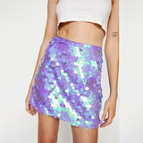 High Waist Glitter Sequin Mini Skirt