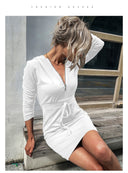 Women's Hooded Lace-Up Pencil Mini Dress