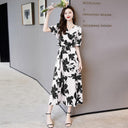V-Neck Floral-Print Short-Sleeve Dress