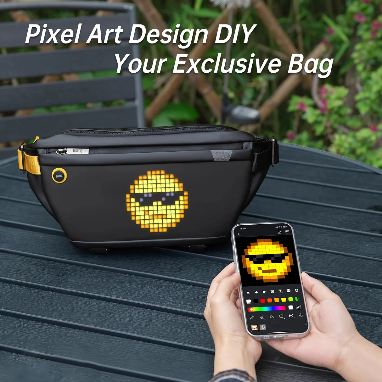 Schultertasche mit anpassbarem Pixel Art Bluetooth-Lautsprecher – wasserdicht, modisches Design zum Radfahren und Wandern