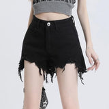 Schwarze Jeansshorts mit hoher Taille