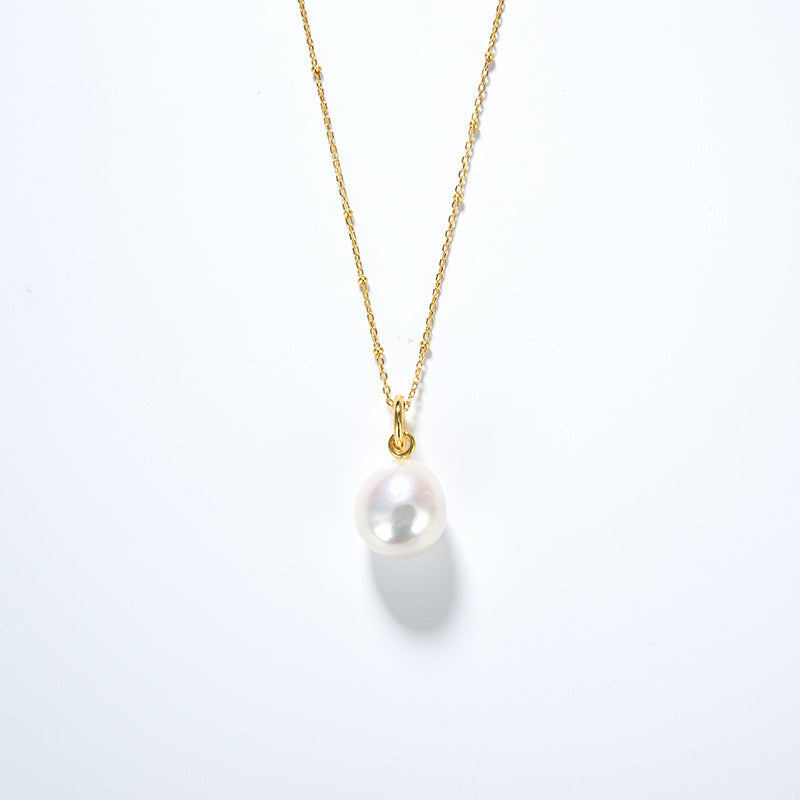 Simple Commuter Design Natural Baroque Pearl S925 Silver Plated Small Necklace Female - Dazpy