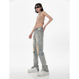 High Waist Ripped Straight Jeans for Women