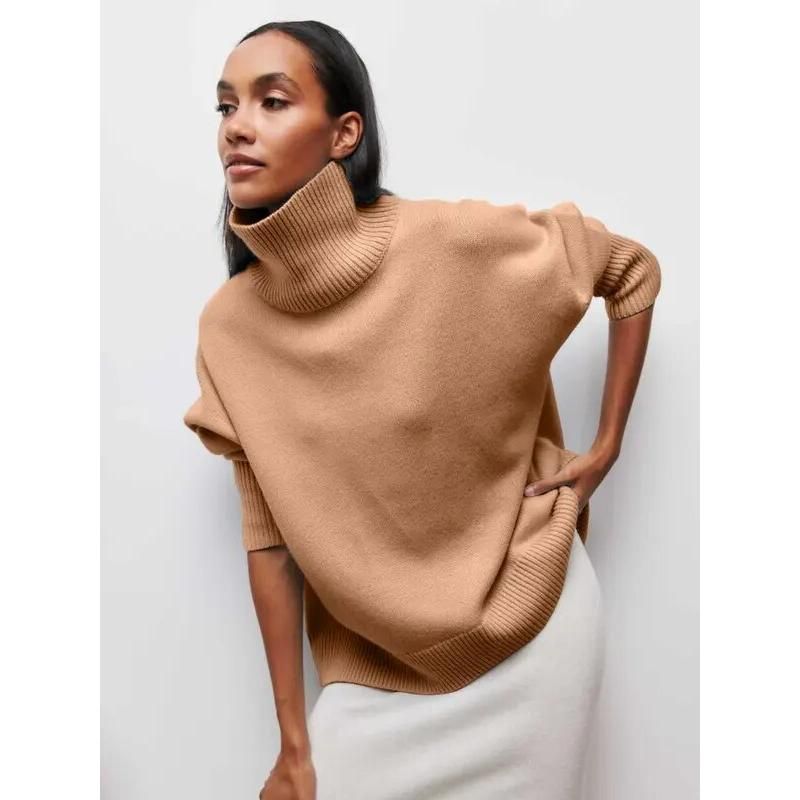 Elegante suéter de cuello alto otoño-invierno para mujer