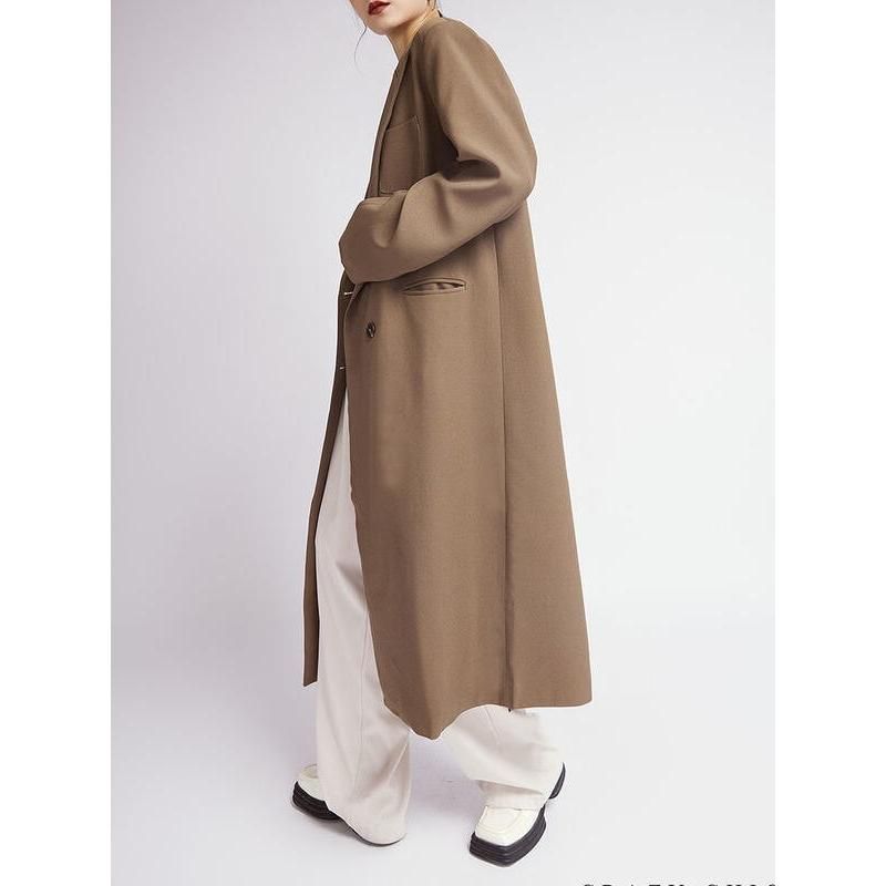 Double Breasted Coffee Trench Coat for Women