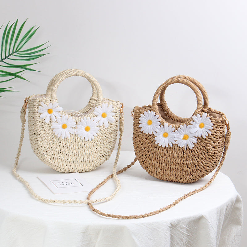 Bolso de playa tejido a mano Little Daisy 2023