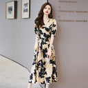 V-Neck Floral-Print Short-Sleeve Dress