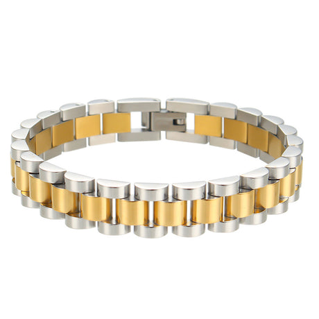 Fashion Stainless Steel Two-tone Strap Bracelet  Light Luxury Ornament - Dazpy