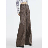 Faux Leather Wide Leg Trousers for Women