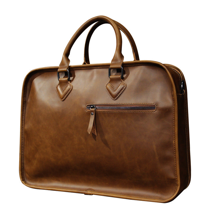 Crazy Horse Leather Men's Handbag - Dazpy