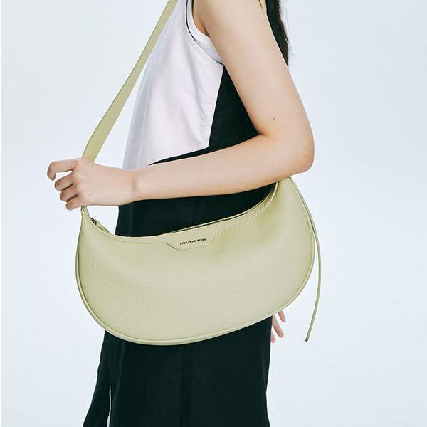 Smiley Face Leather Baguette Shoulder Bag