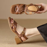 Buckle Leather Sandals