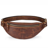 Retro Crazy Horse Leather Men's Waist Bag Genuine Leather - Dazpy