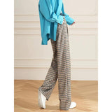 Women's High Waist Checked Wide Leg Pants