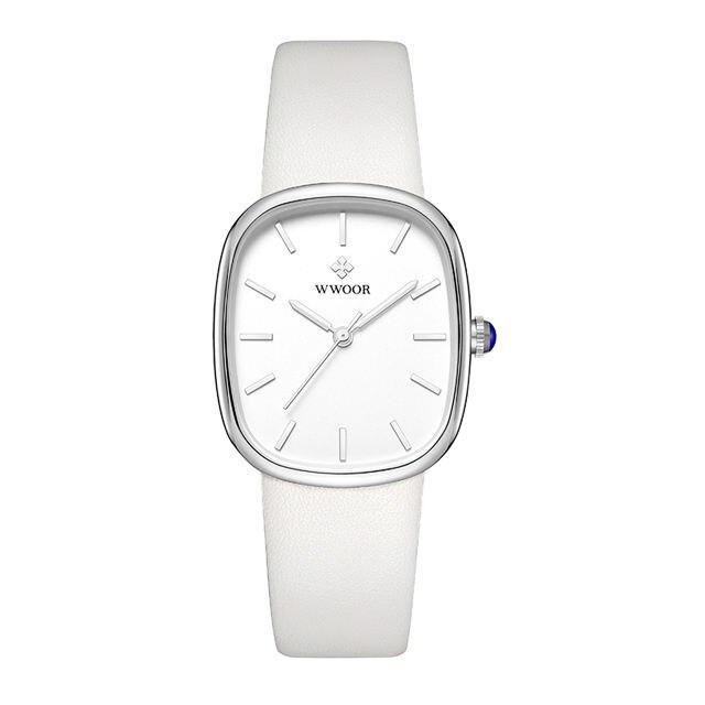 Reloj de pulsera de cuarzo de cuero de lujo para mujer