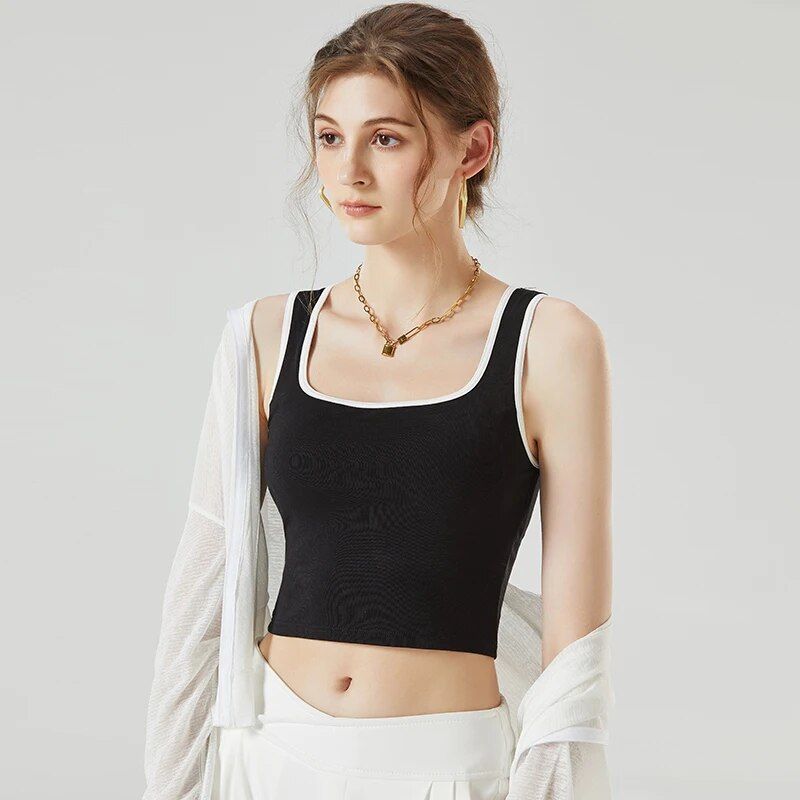 Gepolstertes ärmelloses Crop-Top mit Trägern für Damen