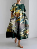 Women's Loose Round-Neck Digital-Print Dress